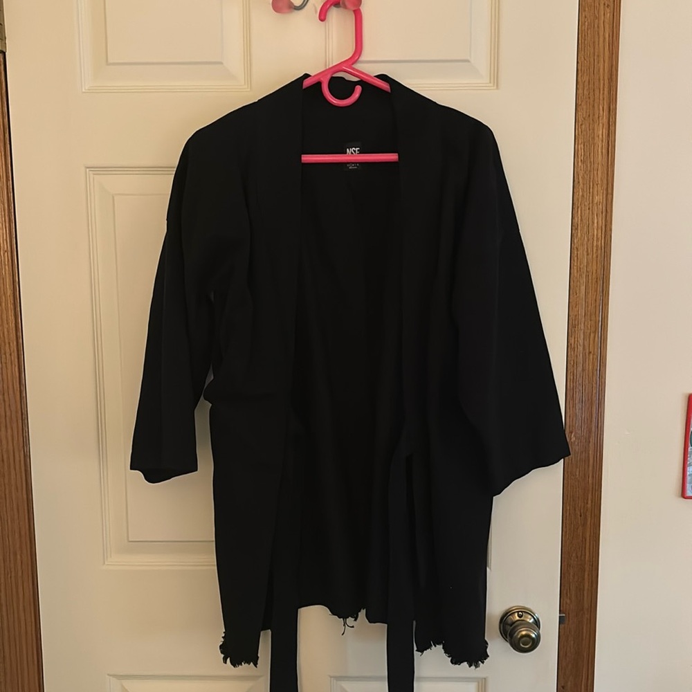 NSF black cotton kimono jacket